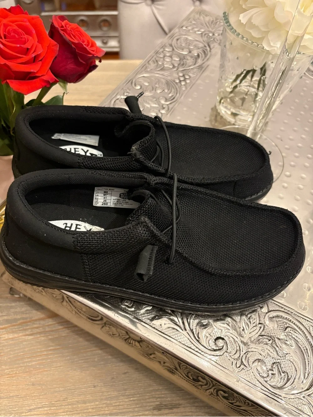 Hey Dude Men's 8 Wally Funk Mono Knit Slip-On Shoes Black